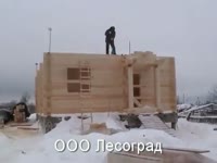 Монтаж дома из сухого бруса