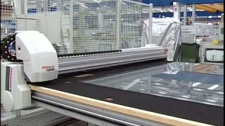 Работа линии раскроя стекла с загрузчиком Intermac Genius 37LS-MT