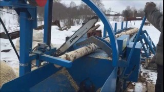 Дровокольная линия ДЛ-450 в работе