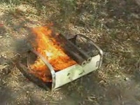 Пример горения топливных брикетов