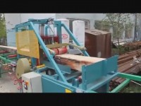 Линия распиловки тонкомерной древесины из ленточной пилорамы и лафетного многопильного станка