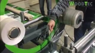 Станок для упаковки изделий стрейч пленкой WoodTec Ecopack 300 в работе