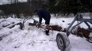 Тележка для перевозки бревен и металлопроката Лесопилов с лебедкой