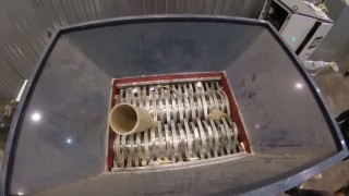 измельчение картонных втулок (гильз) на двухвальном шредере