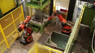 Complete automatic foundry island for automotive casting pieces - Обзор робототехники