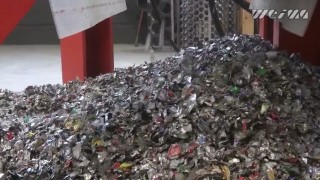 Шредер промышленный WEIMA Spider 1500 H. Измельчение алюминиевых банок.