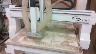 Раскрой фанеры 26 мм в 4 прохода со скор 12.5 метров в мин на фрезерном станке Artcor